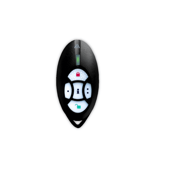 Telecomandă cu 5 butoane • rezistență la apă • design elegant și durabil • afișare stare sistem • butoane cu iluminare