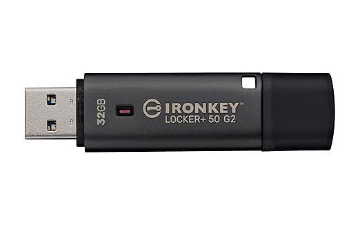 Memorie USB Kingston IronKey Locker+ 50 G2 32 GB, USB Type-A, Negru