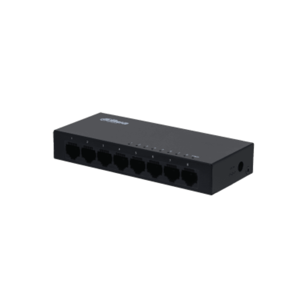 Switch Dahua PFS3008-8GT; 8 ports 10/100/1000Mbps; 186mm×106mm×33mm; Common Mode 4KV; Differential Mode 0.5KV; Greutate: