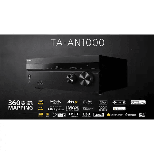 Receiver AV SONY TA-AN1000, 7.2ch, Dolby Atmos, Acoustic Center Sync, DTS:X, Hi Res Audio wireless, 8K HDR, HDMI 2.1