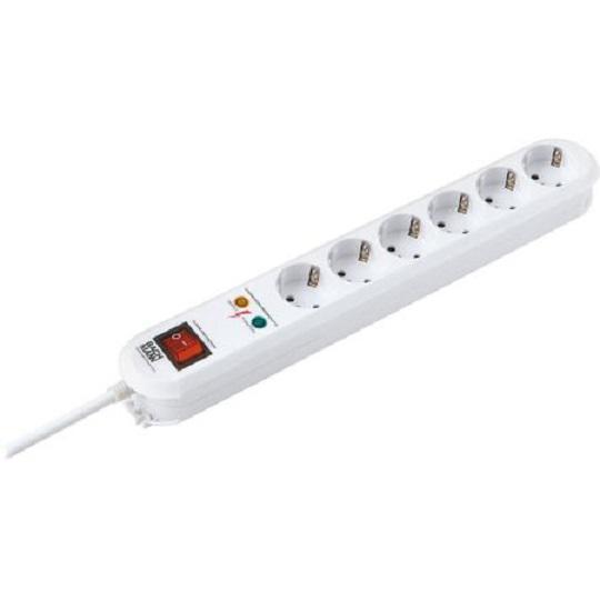 Prelungitor Bachmann, 6 prize, impamantare, protectie supratensiune (6.5kA/16A/3680W), protectie copii, intrerupator