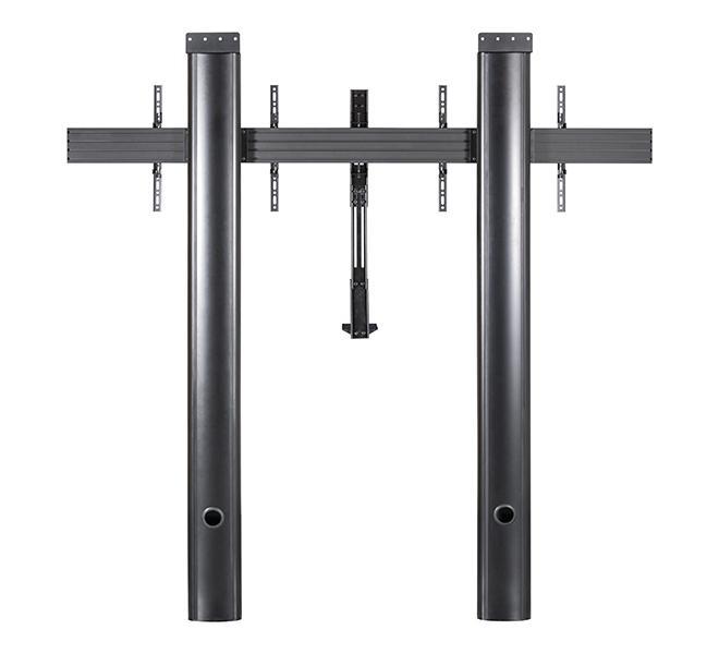 Stand de podea cu fixare in perete B-Tech, pentru doua display-uri cu diagonala 56-65"