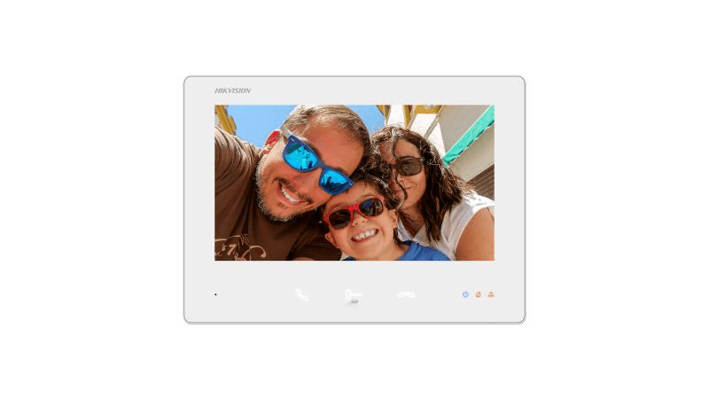 Monitor video interfon color Hikvision DS-KH7300EY-TE2/WH, 7-inch Colorful TFT screen, rezolutie: 1024 × 600, 3 butoane