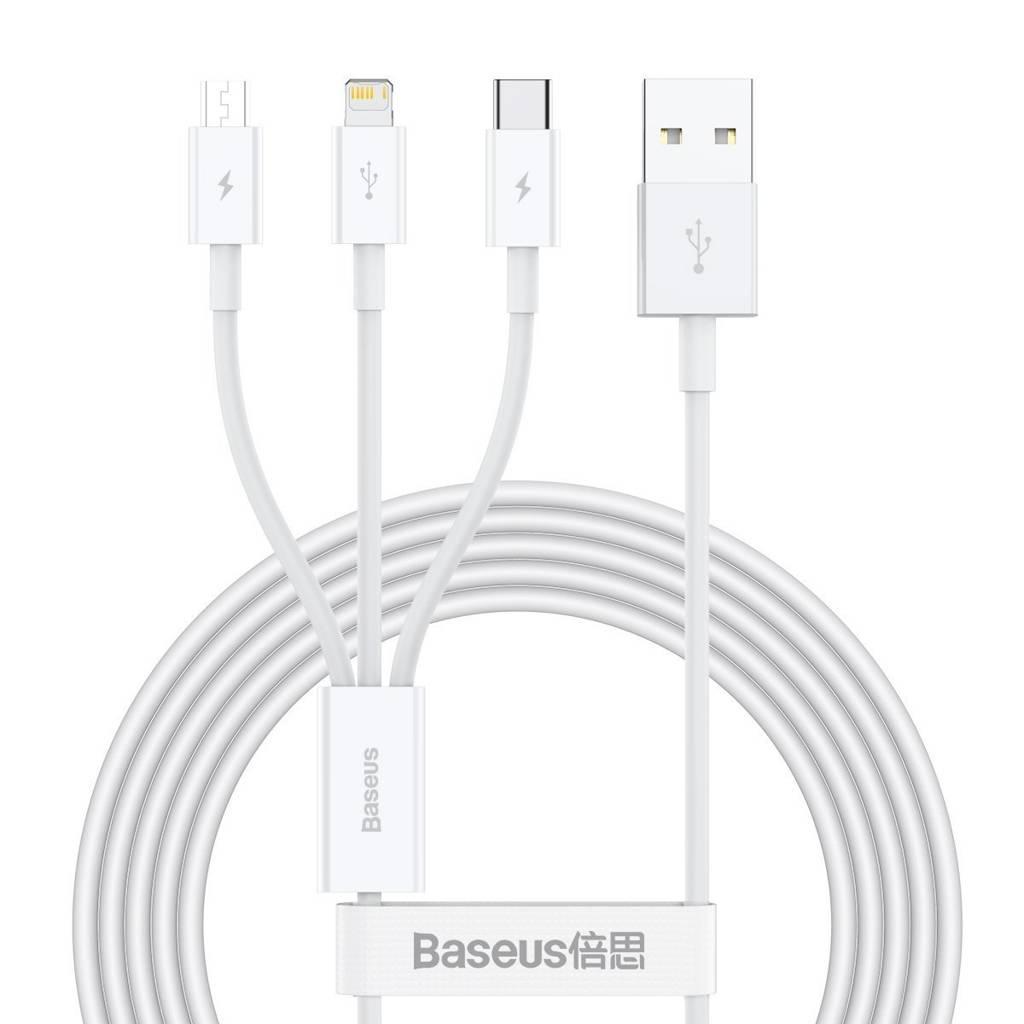 Cablu alimentare si date Baseus Superior Series, pt. smartphone, USB la Micro-USB + Lightning Iphone + USB Type-C 3.5A