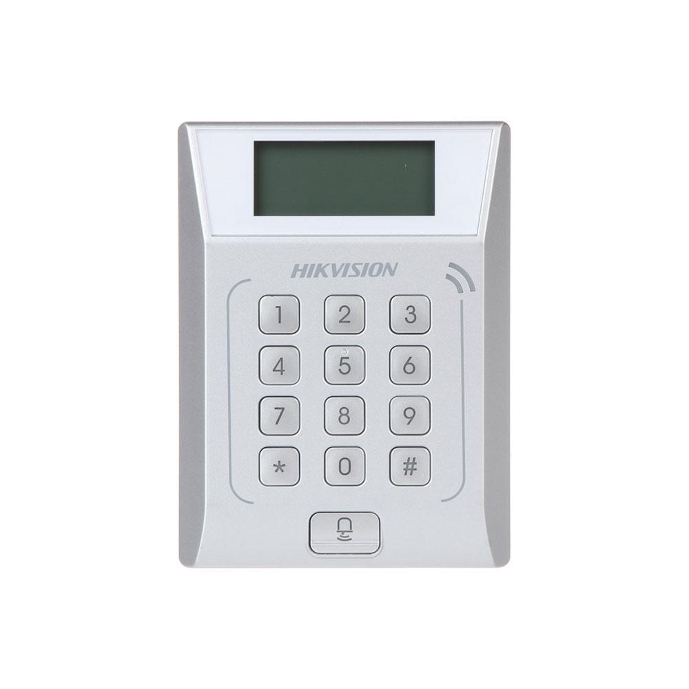 Cititor standalone cu tastatura si card proximitate Hkvision DS-K1T802E, suporta cartele EM 125Khz