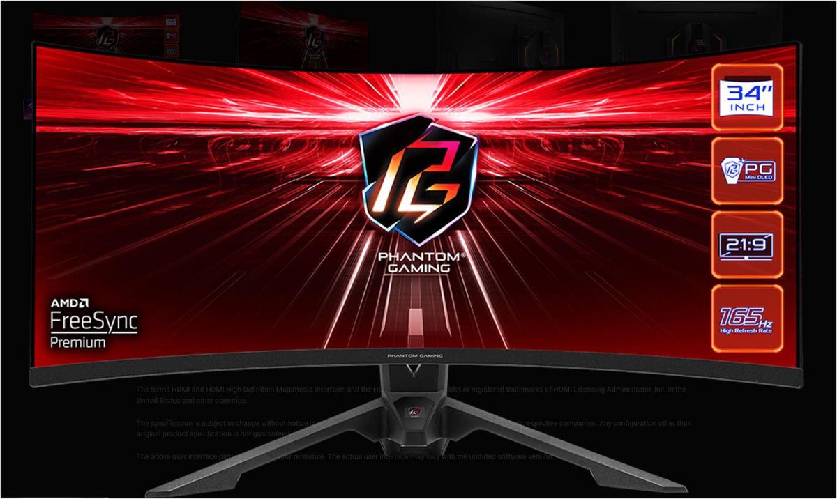 Monitor Commercial ASROCK PG34WQ15R3A, 34", 3440 x 1440 pixeli, Black, 2 ani Garantie