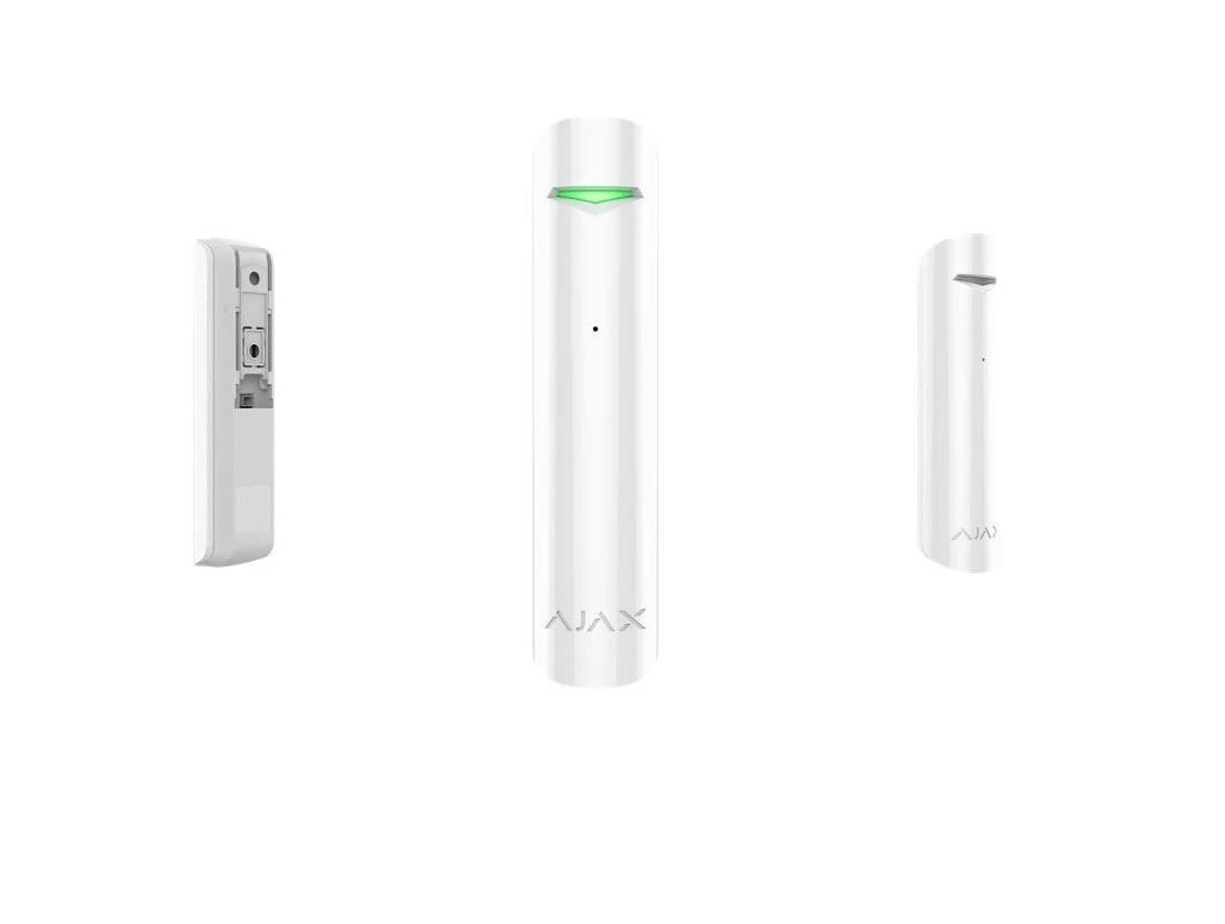 "Detector de geam spart GlassProtect, wireless, alb - AJAX; Detectie geam spart: max. 9 m