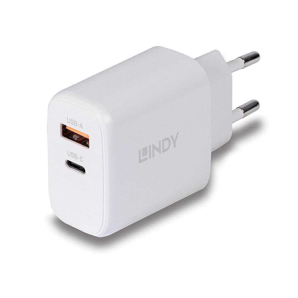 Incarcator Lindy USB A & C, 65W, putere intrare 100-240VAC, 50/60Hz 0.6A, putere iesire USB Type A: 5V 3A, 9V 2A