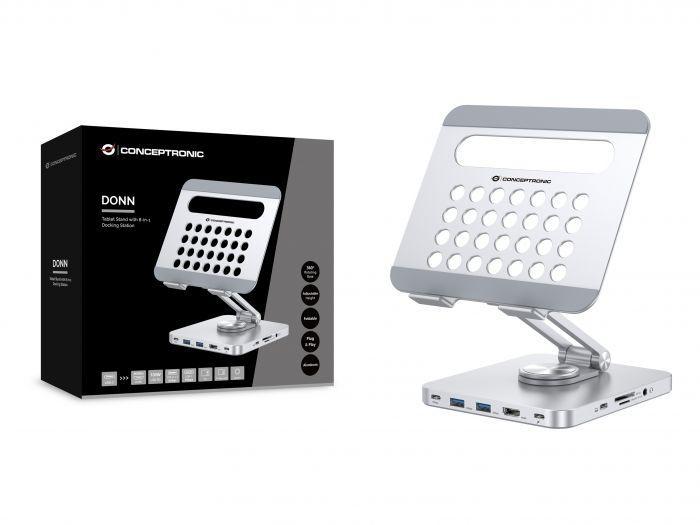 Docking station CONCEPTRONIC DONN26G, USB tip-C, 100W, Gri, 2 ani garantie