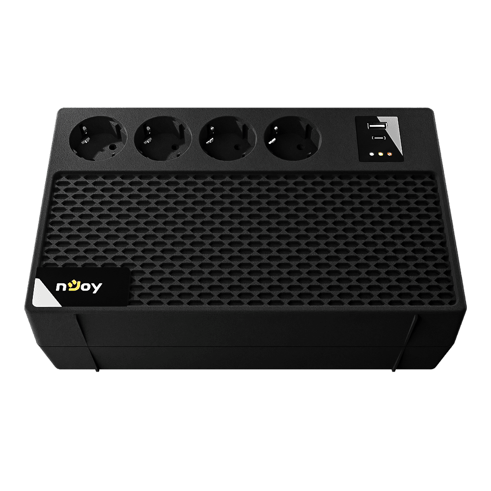 UPS nJoy Renton 650 Plus, 650VA / 360W, 4x prize Schuko conectate la baterie, 1x port incarcare USB Tip C 33W