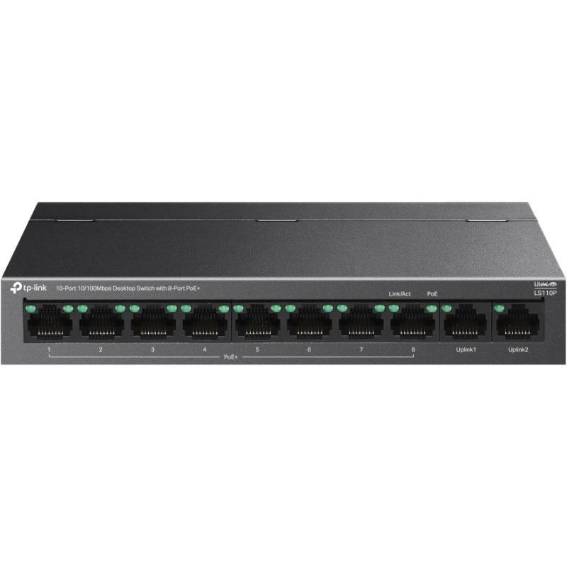 Switch TP Link, 10-Port 10/100Mbps Desktop Switch with 8-Port PoE+, 10BASE-T: UTP category 3, 4, 5 cable (maximum 100m)