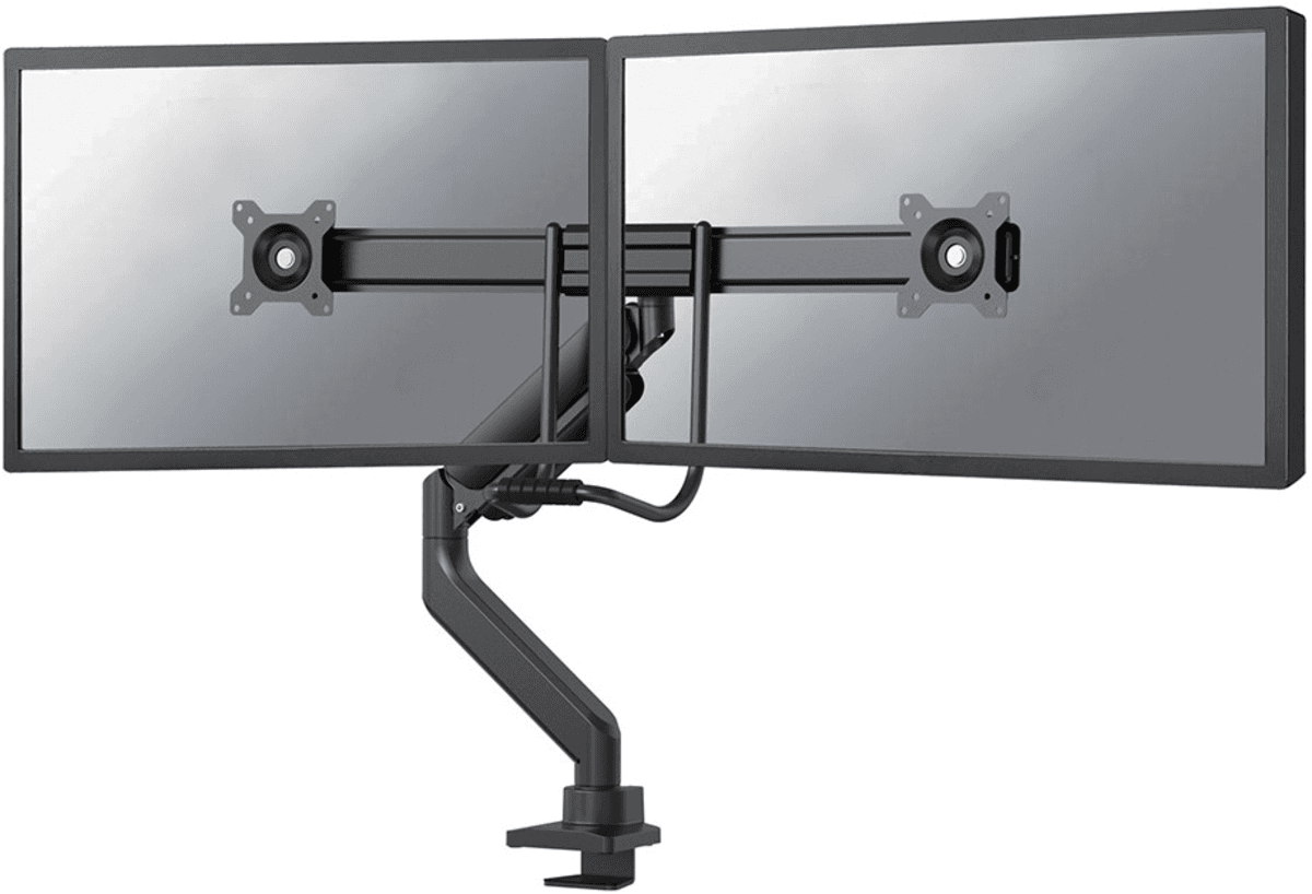 Brat dublu pentru monitor Neomounts, tip full motion, pentru display-uri cu diagonale 17"-32"