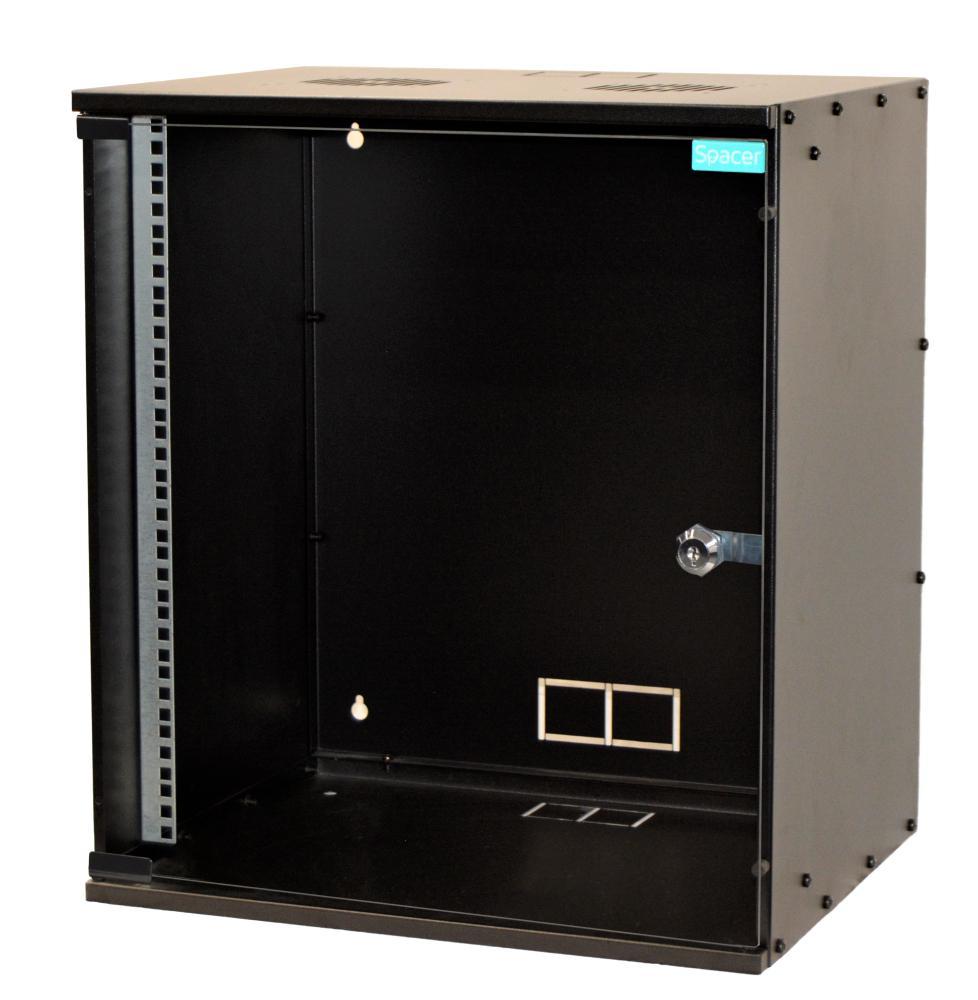 CABINET 19″ SPACER 12U, fixare pe perete, Flatpack (dezasamblat), Black, 582 (h) x 515 (w) x 400 (d) mm