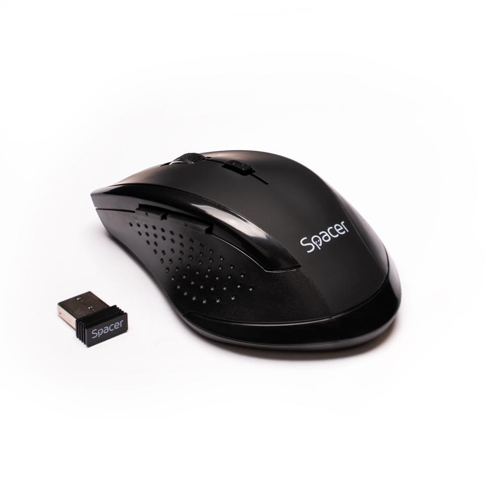 Mouse Wireless SPACER SPMO-W02, 1600 dpi, Negru