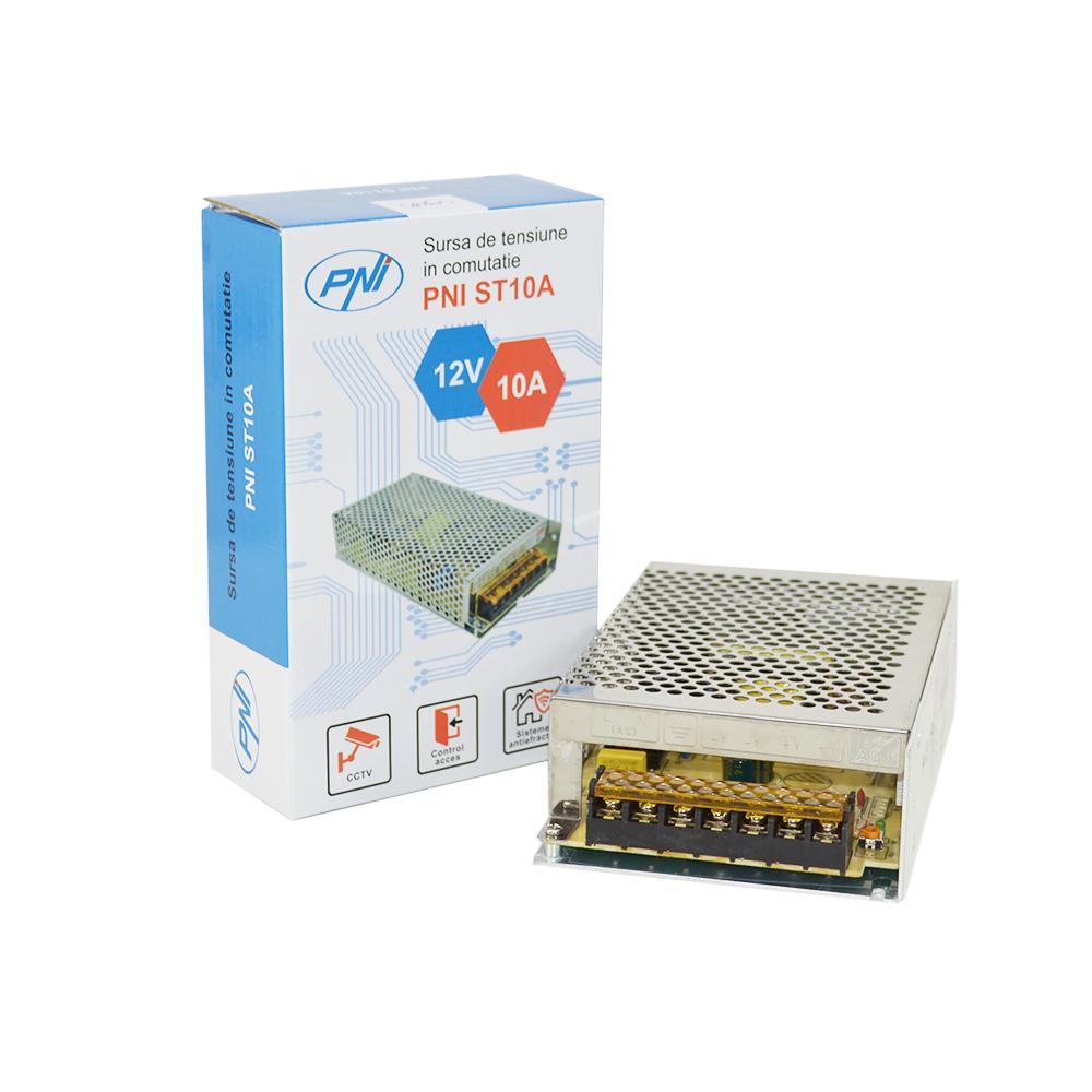 PNI Sursa de tensiune in comutatie PNI ST10A 230V la 12V 10A stabilizata pentru sisteme de supraveghere