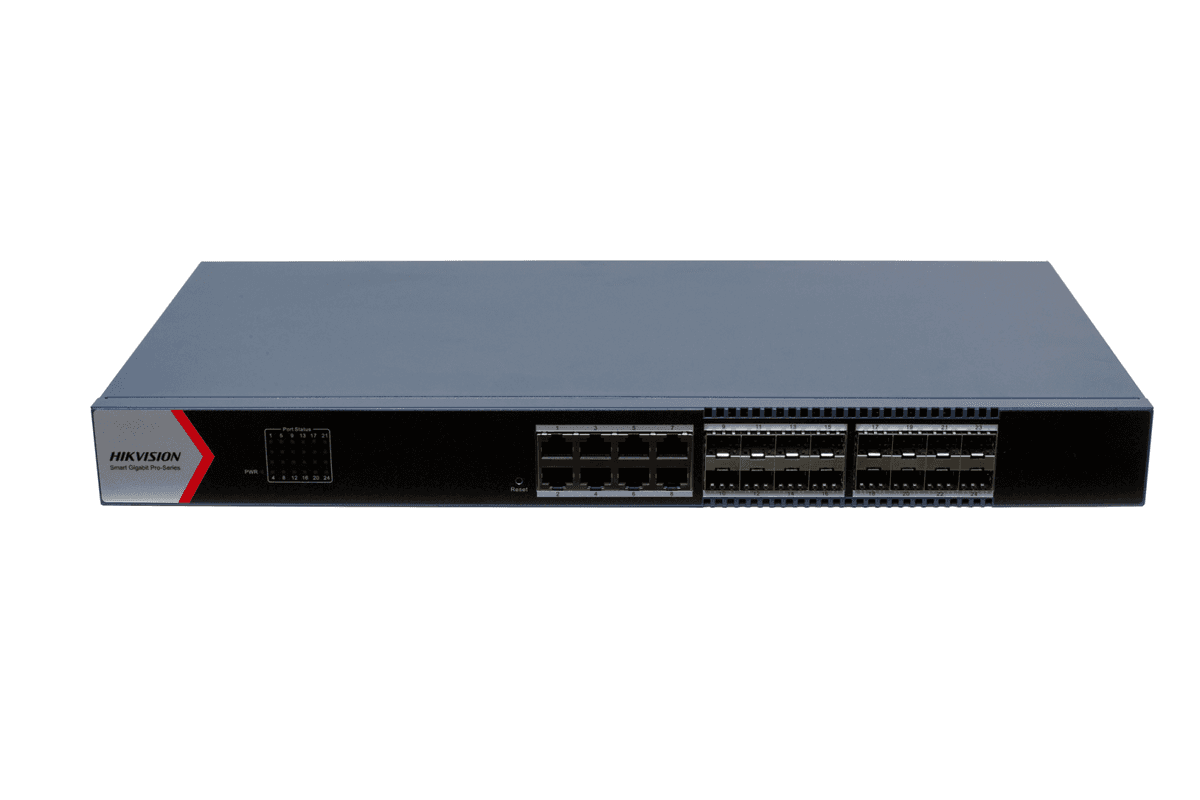 24 Port Aggregation Switch Hikvision DS-3E1524-SI-16F8T 8 x gigabit RJ45 port,16 x gigabit fiber optical port Support