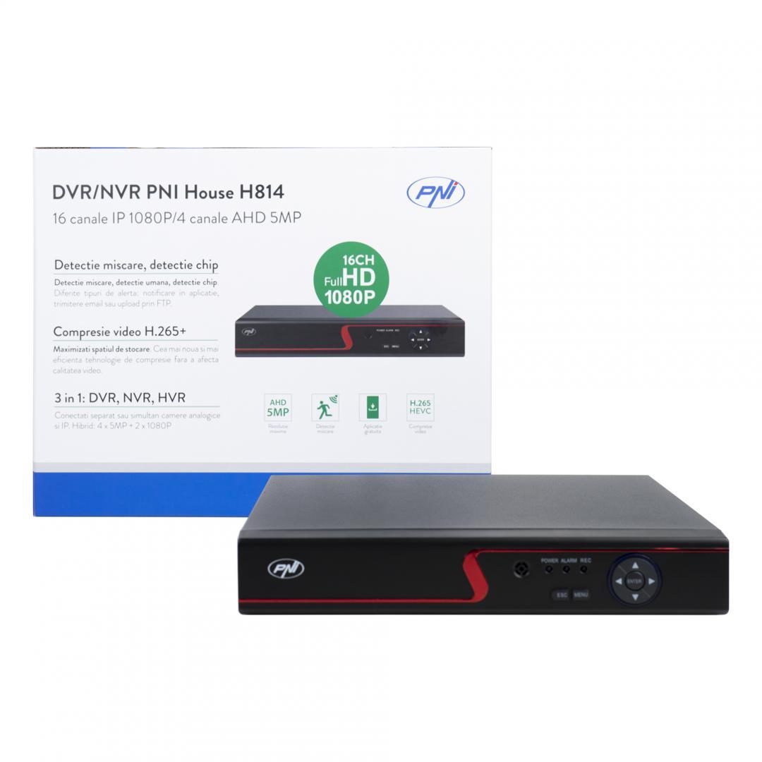 DVR / NVR PNI House H814 - 16 canale IP full HD 1080P sau 4 canale analogice 5MP, Numar canale video: 4 canale