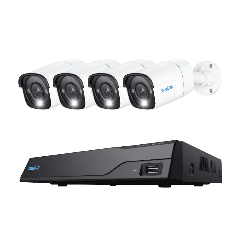 NVR Reolink RLK8-800B4; NVS8-8MB4 Contine un NVR NVS8 si 4 camere B800 4K Ultra HD Security System with Smart Detection