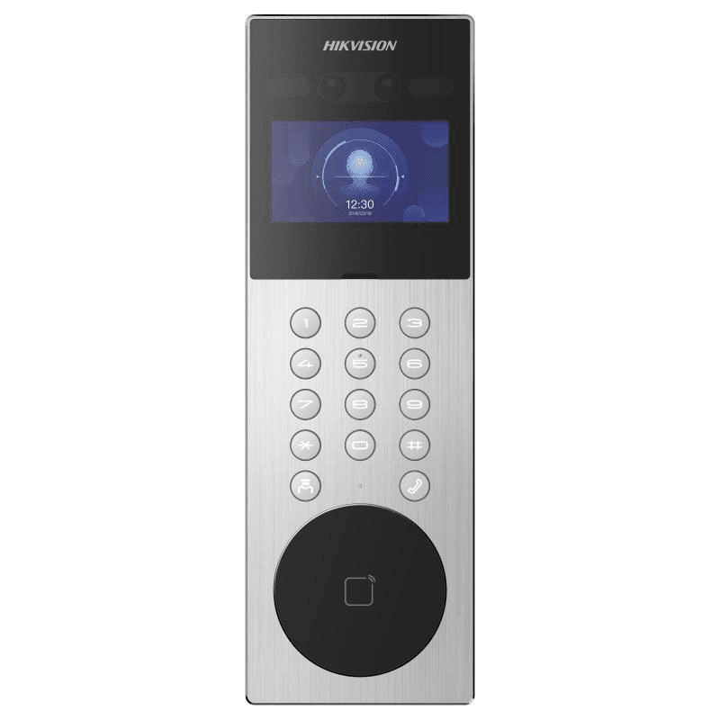 Post exterior videointerfon IP Hikvision DS-KD9203-ME6, recunoastere faciala, pin, card, 10000 de utilizatori