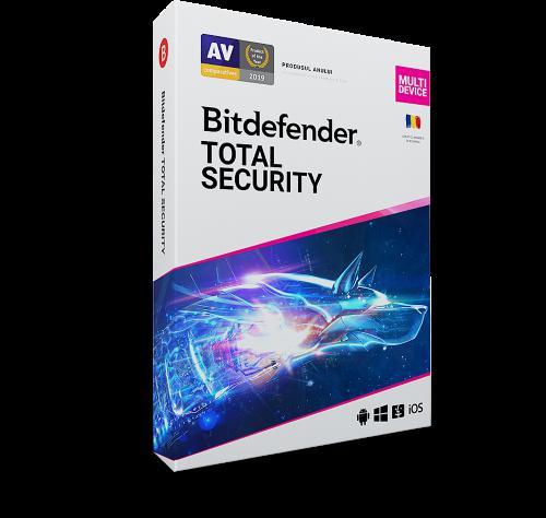 Licenta retail Bitdefender Total Security - protectie anti-malwarecompleta pentru Windows, macOS, iOS si Android