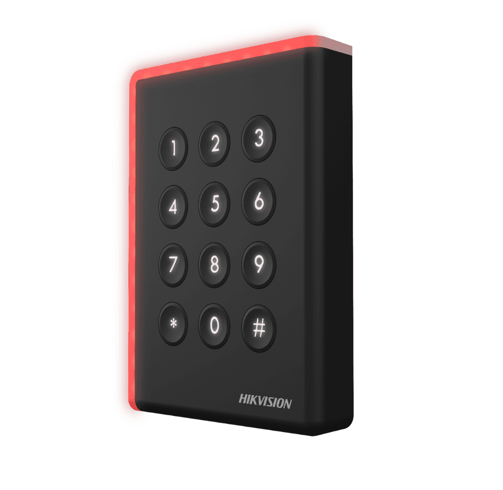 Cititor card cu tastatura Hikvision DS-K1108AEK, citeste carduri EM 125 KHz, distanta citire: ≤ 50 mm