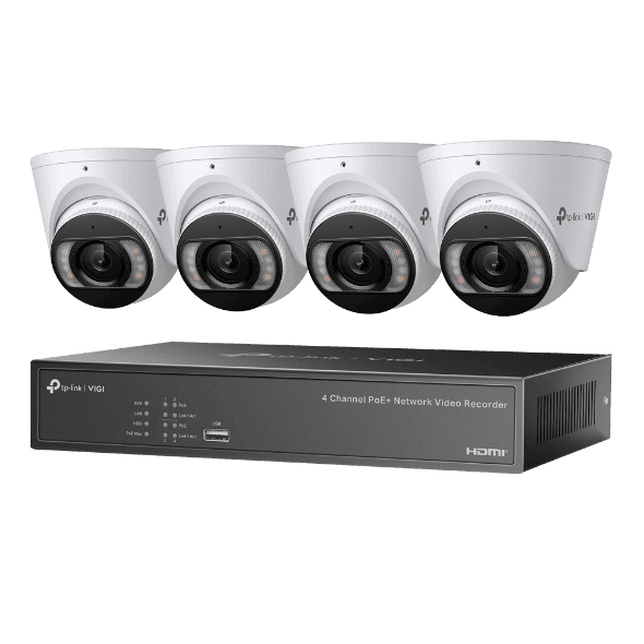 KIT NVR + HDD 2TB POE TP-Link VIGI 4 canale + 4 camere 4MP, Lentila 2.8, IR+WL 30ML Turret, NVR TP-Link VIGI 4 canale