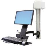 Wall Mount Combo Arm: Holds monitor, bar code scanner, keyboard tray, wrist rest, mouse24" screen size: Mounts monitors up to 24" in screen size6-18 lbs weight: Carries a monitor in the weight range 6-18 lbs 5" height adjustment: Monitor adjusts 5