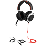 JABRA EVOLVE 80 MS Stereo USB Headband, Active Noise cancelling, USB connector, with mute-button and volume control on the cord, Busylight , Discret boomarm, active Noise Cancellation, Listen-In, Microsoft optimized