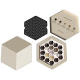 Shape mix chocolate Biege hexagon box (19 Pcs = 12 dark choco + 3 milk choco + 3 caramel + 1 rose)