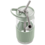 BUYDEEM Portable Glass Straw Bottle 500 ml, model CD1017, color Cozy Greenish