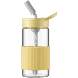 BUYDEEM Portable Glass Straw Bottle 500 ml, model CD1017, color Mellow Yellow