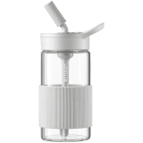 BUYDEEM Portable Glass Straw Bottle 500 ml, model CD1017, color Oat White