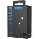 BREEZY Cable 60W USB-C to USB-C 1m Braided Black