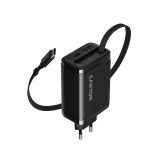 CANYON charger OnCharge 65RC Build-In Cable USB-C 65W 1xPD 1xQC EU Black