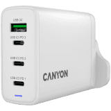 CANYON charger OnCharge 140 GAN Total 150W MAX 3 USB-C +1 USB-A White UK plug
