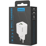 BREEZY GaN Wall charger 20W with 1USBC+1USBA White