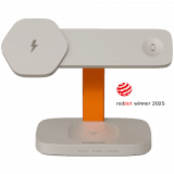 CANYON Wireless Charging Station Hexagon 310 3in1 LightGrey/Orange