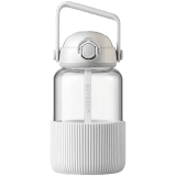 BUYDEEM Pop-Up Straw Glass Bottle 1L, model DG710, color Oat White