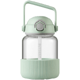 BUYDEEM Pop-Up Straw Glass Bottle 800 ml, model DG78, color Cozy Greenish