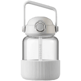 BUYDEEM Pop-Up Straw Glass Bottle 800 ml, model DG78, color Oat White