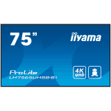 IIYAMA LFD LH7565UHSB-B1 74.5" 3840x2160 16:9 800cd 1200:1 Android 11 OS, iiSignage2, FailOver, EShare 24/7 landscape