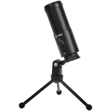 LORGAR Voicer 521, Gaming Microphone, Black, USB condenser mic with Volume Knob, 3.5MM headphonejack, mute button and led indicator, package including 1x F5 Microphone, 1 x 2M type-C USB Cable, 1 xTripod Stand