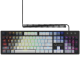 LORGAR Azar 514, Wired mechanical gaming keyboard, RGB backlight, 1680000 colour variations, 18 modes, keys number: 104, 50M clicks, linear dream switches, spring cable up to 3.4m, ABS plastic+metal, magnetic cover, 450*136*39mm, 1.17kg, white, EN layout
