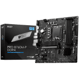 MSI PRO B760M-P DDR4, mATX, Socket 1700, Dual Channel DDR4 4800(OC)MHz, 1x PCIe x16 slots, 2x M.2 slots, 1x HDMI, 1x DP, 1x VGA, 1x USB 3.2 Gen 2 Type-C, 1x USB 3.2 Gen 1, 4x USB 2.0, 7.1 HD Audio, 1Gbps LAN, 3Y