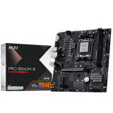 MSI PRO B840M-B, mATX, Socket AM5, 2x DDR5 Dual Channel DDR5 up to 8000(OC)MHz, 1x PCIe x16 slot, 2x M.2 slot, 2x USB 2.0, 4x USB 5Gbps, HDMI, VGA, 7.1 HD Audio, 2.5G LAN, 3Y
