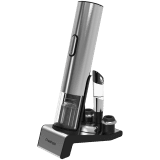 Prestigio Garda, smart wine opener, simple operation with 2 buttons, aerator, vacuum stopper preserver, foil cutter, opens up to 50 bottles wihout recharging, premium design, 500mAh battery, Dimensions D 17mm* H 290mm* W100 mm, silver color.