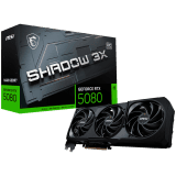 MSI Video Card Nvidia GeForce RTX 5080 16G SHADOW 3X OC, 16GB GDDR7, 256bit, Effective Memory Clock: 30000MHz, Boost: 2640 MHz, 10752 CUDA Cores, PCIe 5.0, 3x DP 2.1b, HDMI 2.1b, RAY TRACING, Triple Fan, 1x16pin, 850W Recommended PSU, 3Y