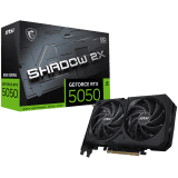 MSI Video Card NVIDIA GeForce RTX 5050 8G SHADOW 2X OC, 8GB GDDR6, 128-bit, 2602 MHz Boost, 2560 CUDA Cores, PCIe 5.0 (x8), 3x DP 2.1b, HDMI 2.1b, RAY TRACING, Dual Fan, 130W TDP, 8-pin PCIe Power, G-SYNC, 2-Slot, 3Y