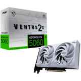 MSI Video Card NVIDIA GeForce RTX 5060 8G VENTUS 2X OC WHITE, 8GB GDDR7, 128-bit, 2535 MHz Boost, 3840 CUDA Cores, PCIe 5.0 (x8), 3x DP 2.1b, HDMI 2.1b, RAY TRACING, Dual Fan, 145W TDP, 8-pin PCIe Power, G-SYNC, 2-Slot, 3Y