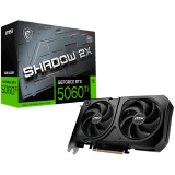 MSI Video Card NVIDIA GeForce RTX 5060 Ti 8G SHADOW 2X OC PLUS, 8GB GDDR7, 128-bit, 2617 MHz Boost, 4608 CUDA Cores, PCIe 5.0 (x8), 3x DP 2.1b, HDMI 2.1b, RAY TRACING, Dual Fan, 180W TDP, 8-pin PCIe Power, G-SYNC, 2-Slot, 3Y